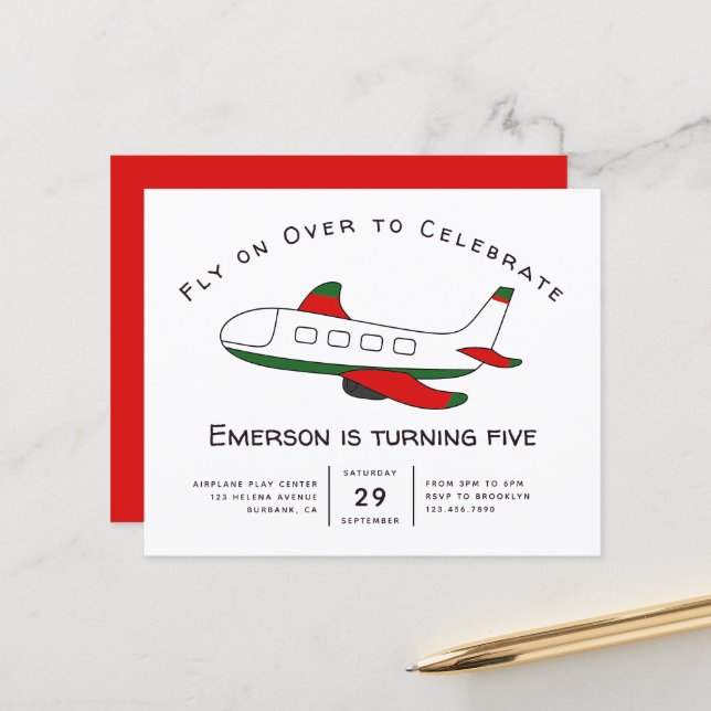 Papier Invitation à l'anniversaire d'un vol budgétaire (Devant/Arrière en situation)