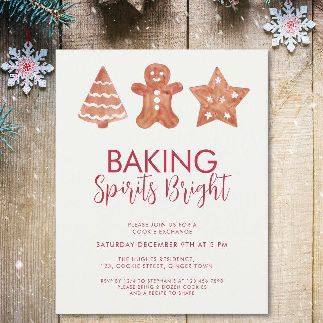 Papier Invitation à l'échange de biscuits de Noël économi (Créateur téléchargé)