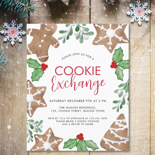 Papier Invitation à l'échange de cookies de Noël (Créateur téléchargé)