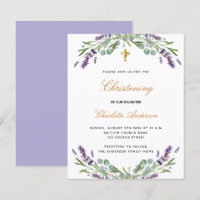 Invitation à l'eucalyptus de lavande de baptême bu