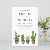Invitation à se marier avec des succulents en pots