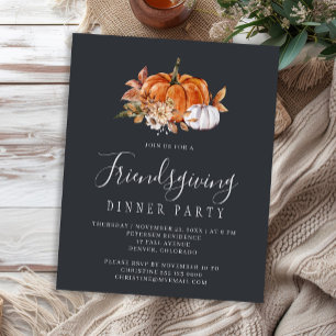 Papier Invitation à un dîner de Friendsgiving rustique et