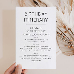 Papier Invitation à un itinéraire d'anniversaire élégant 