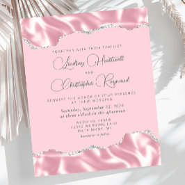 Papier Invitation à un mariage en argent de Glam Pink Sat