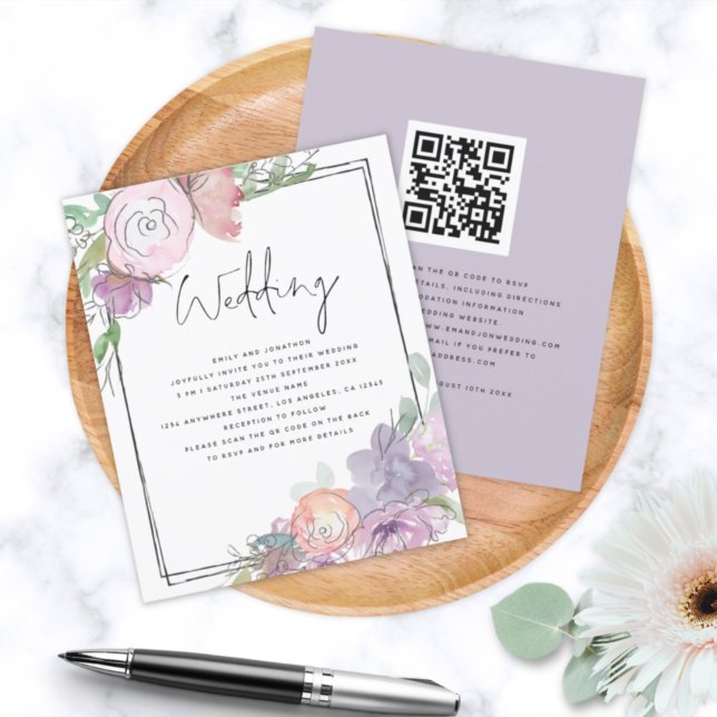Papier Invitation à un mariage QR dans un cadre scintillé (Créateur téléchargé)