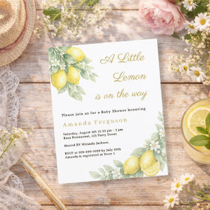 Papier Invitation à une Baby Shower estivale au citron