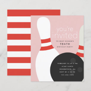 Papier Invitation à une fête d'anniversaire de bowling