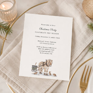 Papier Invitation à une fête de Noël au traîneau à cheval