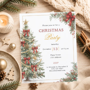 Papier Invitation à une fête de Noël avec un arbre aux ru
