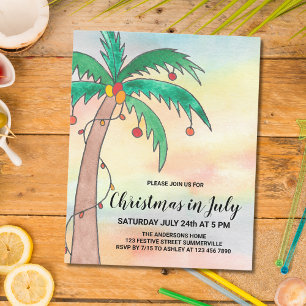 Papier Invitation à une fête de Noël en juillet sous les