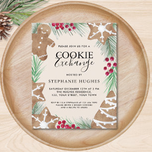 Papier Invitation à une fête d'échange de biscuits de Noë