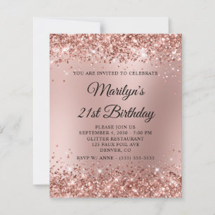Papier Invitation Anniversaire 21 Ans Rose Gold Pailleté