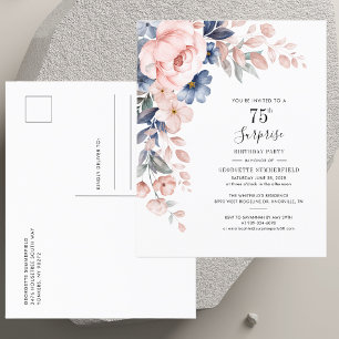 Papier Invitation anniversaire surprise 75 ans à fleurs r