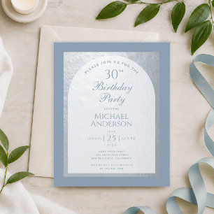 Papier Invitation argent bleu poussiéreux 30e anniversair