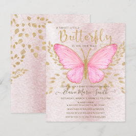Papier Invitation au Baby shower à papillon rose Budget
