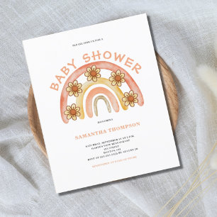 Papier Invitation au Baby shower arc-en-ciel Boho Budget