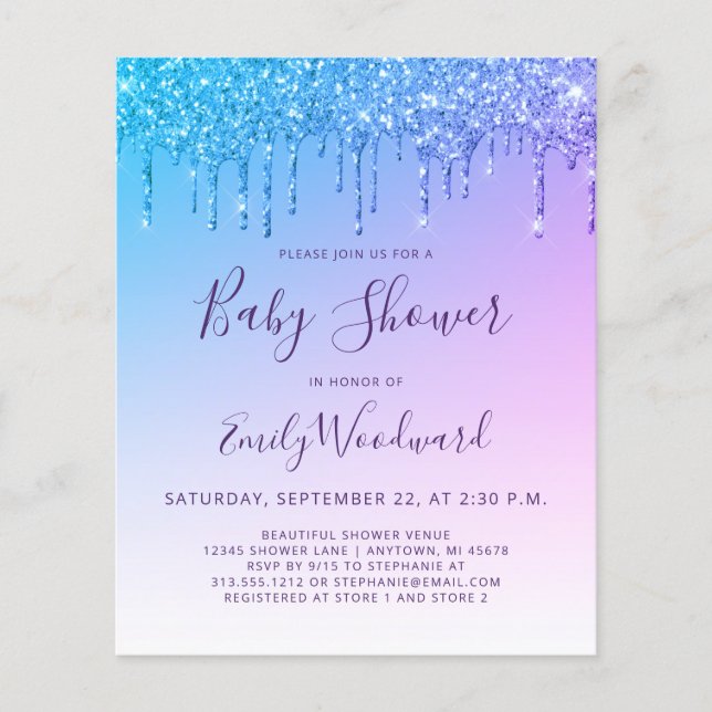 Papier Invitation au Baby shower arc-en-ciel de la Partie (Devant)