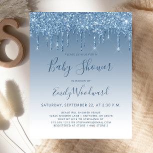 Papier Invitation au Baby shower bleu de la Parties scint