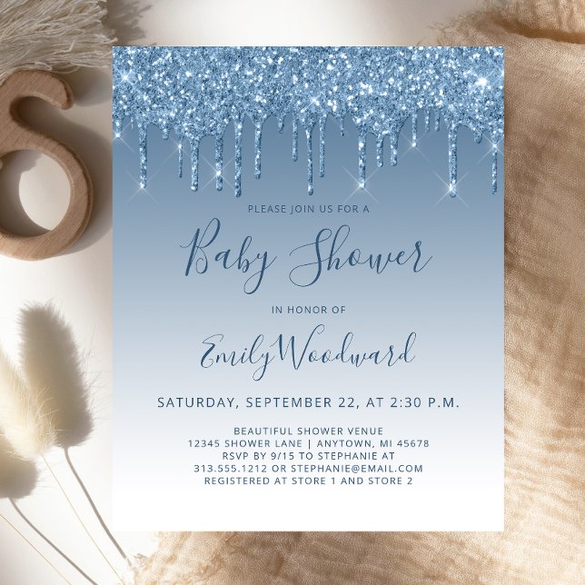 Papier Invitation au Baby shower bleu de la Parties scint (Créateur téléchargé)