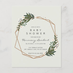 Papier Invitation au Baby shower budgétaire géométrique n