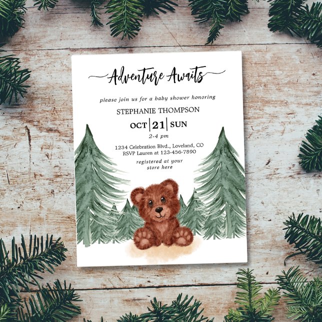 Papier Invitation au Baby shower d'aventure forestière (Créateur téléchargé)