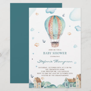 Papier Invitation au Baby shower de ballons à air chaud v