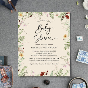 Papier Invitation au Baby shower de Boho neutre du budget