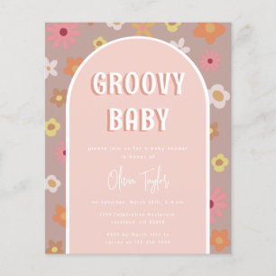 Papier Invitation au Baby shower de fille Retro Super Bud