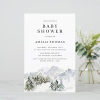 Invitation au Baby shower de forêt hivernale de ne