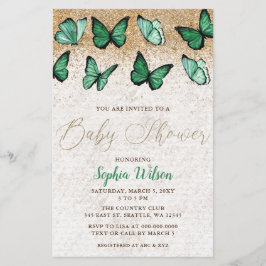 Papier Invitation au Baby shower de papillon vert Budget