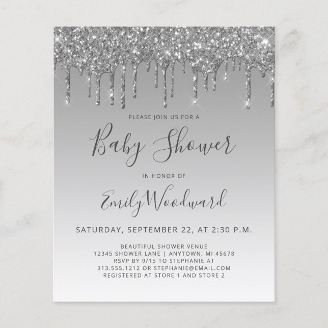 Papier Invitation au Baby shower de Parties scintillant a (Devant)