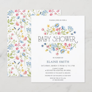 Papier Invitation au Baby shower de printemps des Fleurs 