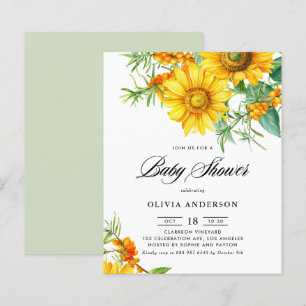 Papier Invitation au Baby shower de tournesol et d'épine