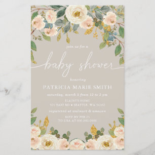 Papier Invitation au Baby shower floral du budget