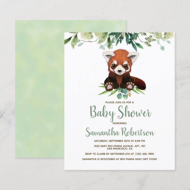 Papier Invitation au Baby shower neutre de l'ours budgéta (Devant / Derrière)
