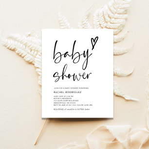 Papier Invitation au Baby shower noir et blanc Boho Budge