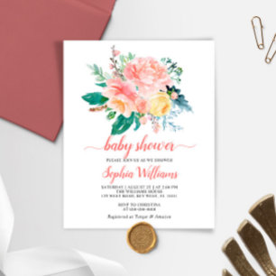 Papier Invitation au Baby shower rose rose rose du budget