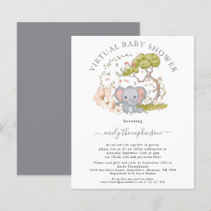 Papier Invitation au Baby shower virtuel Eléphant Budget