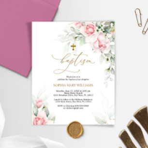 Papier Invitation au baptême de l'Eucalyptus et du Blush 