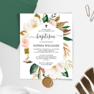 Papier Invitation au baptême du cadre Magnolia Budget