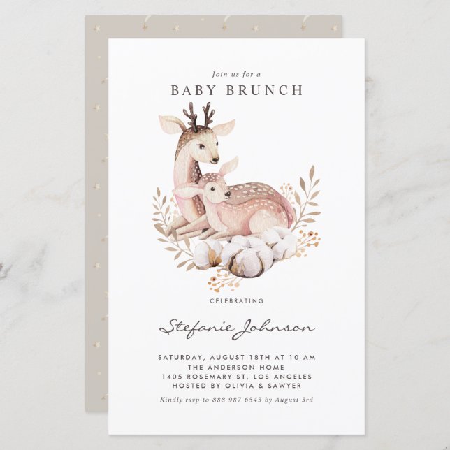 Papier Invitation au brunch pour bébé pour la chute de bé (Devant / Derrière)