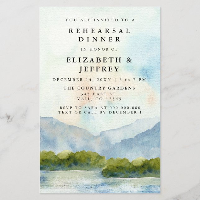 Papier Invitation au dîner de répétition du lac Budget Mo (Devant)