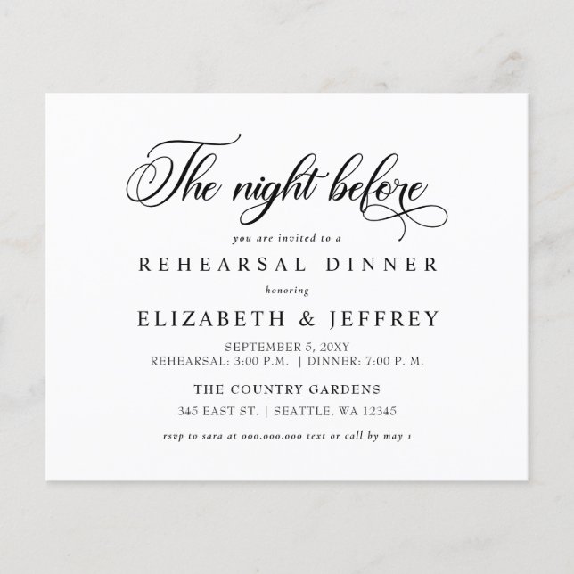Papier Invitation au dîner de répétition la veille du bud (Devant)