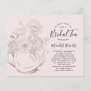 Papier Invitation au thé nuptiale pour théière Rose d'or 