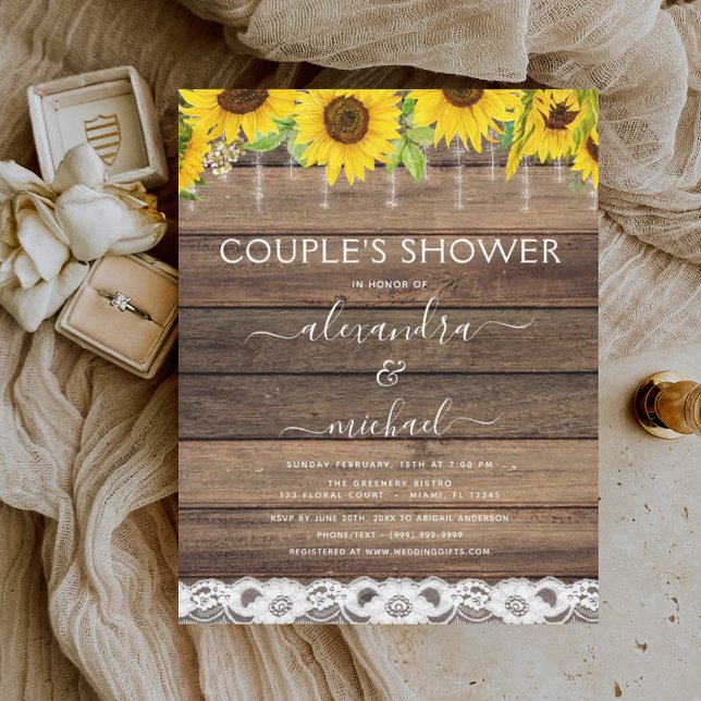 Papier Invitation au tournesol de douche de couple budget (Créateur téléchargé)