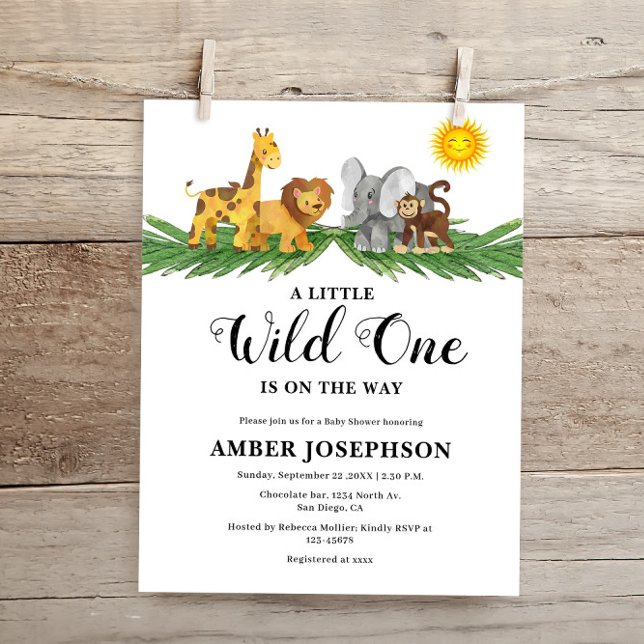 Papier Invitation Baby Shower Animaux Safari à petit budg (Créateur téléchargé)