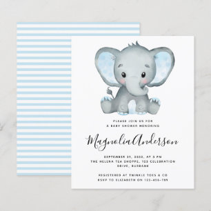 Papier Invitation Baby shower Blue Elephant BUDGET