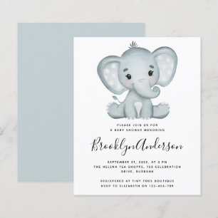 Papier Invitation Baby shower Blue Elephant BUDGET