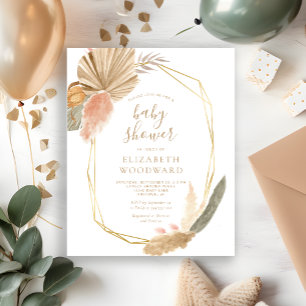 Papier Invitation Baby Shower Bohème Économique avec Herb