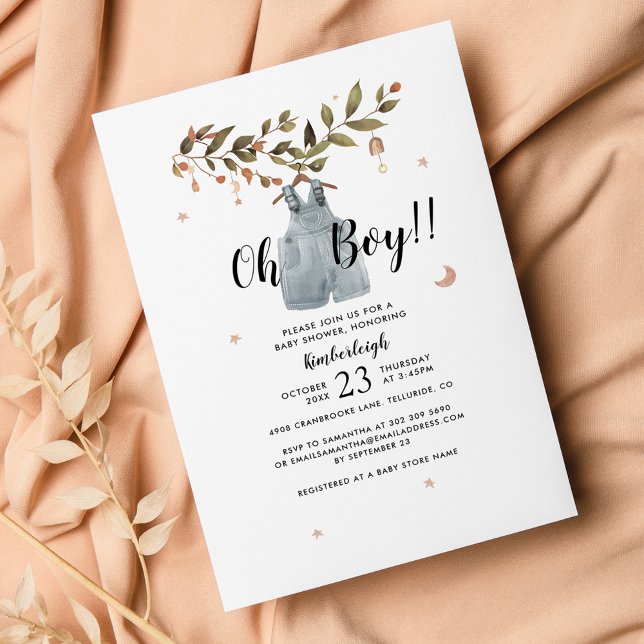 Papier Invitation Baby shower Boho Boy Boy moderne (Oh Boy Boho Baby Shower Invitation)
